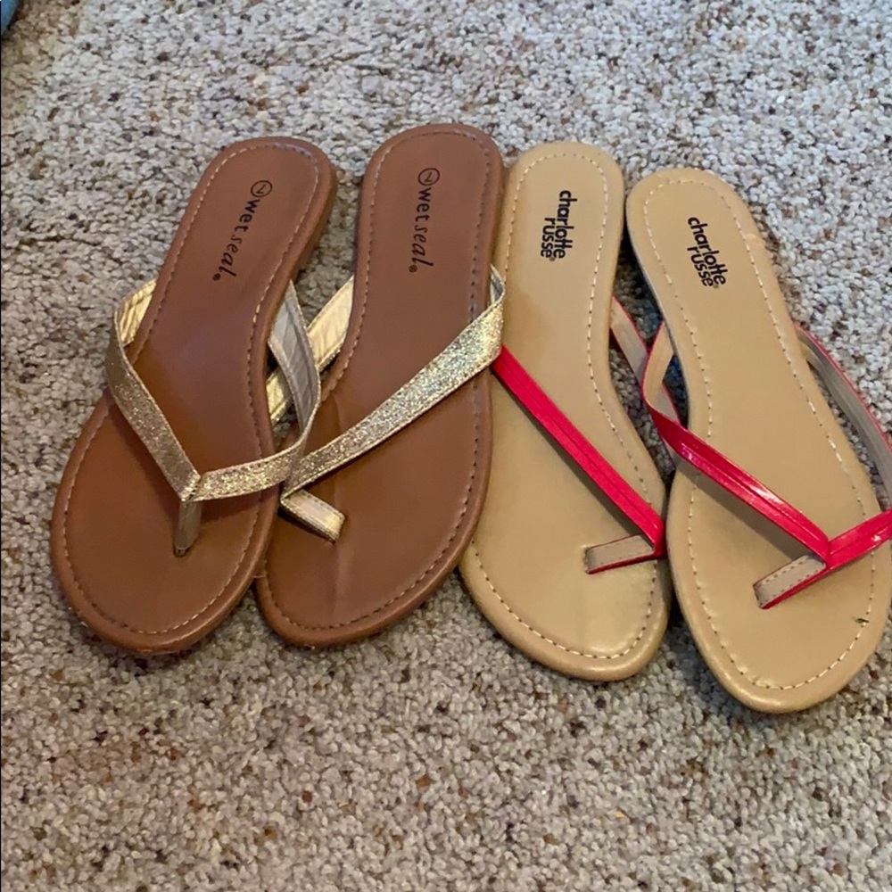 Two pairs of flip flops